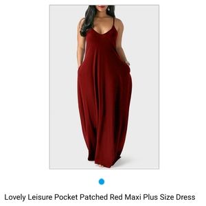 New Plus size red maxi dress with pockets